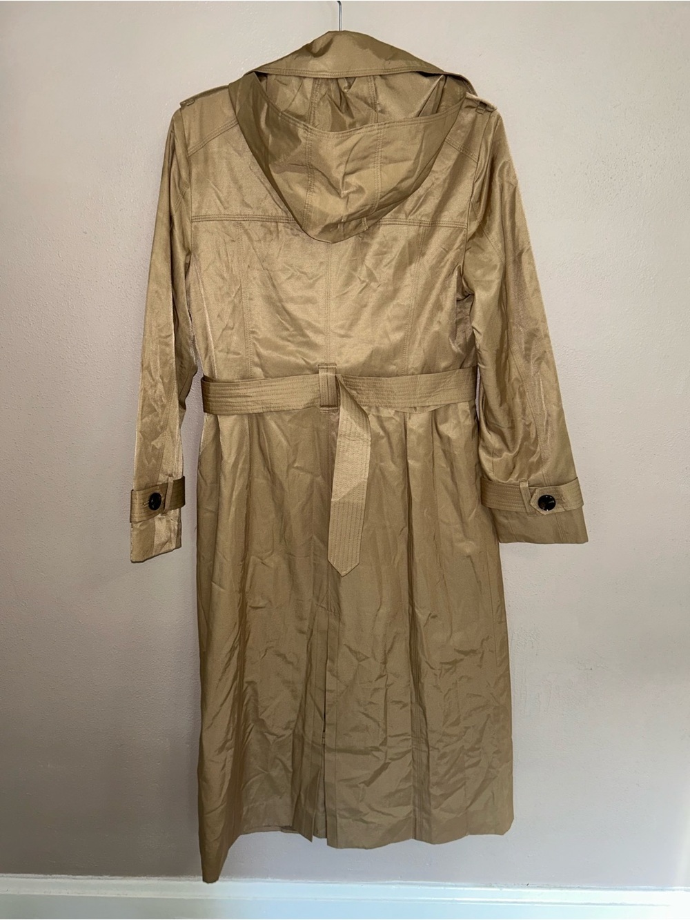 London folk collection khaki double breasted belted maxi trenchcoat - Picture 3 of 4